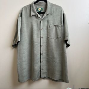 Cabelas Mens Olive Green textured Button Down short sleeve Shirt Size XL tall